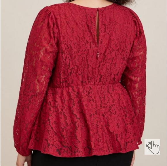 NWT Torrid 4X Black Lace Puff Sleeve Sweetheart Neck Peplum Blouse-Sz 4X NWT - Picture 4 of 6